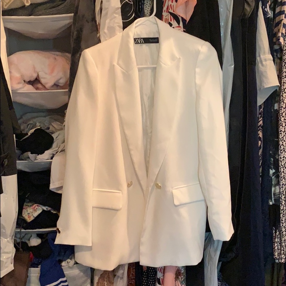 Zara white oversized blazer jacket